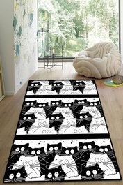 Conceptum Alfombra de pasillo White Cats 80 x 150 cm Multicolor